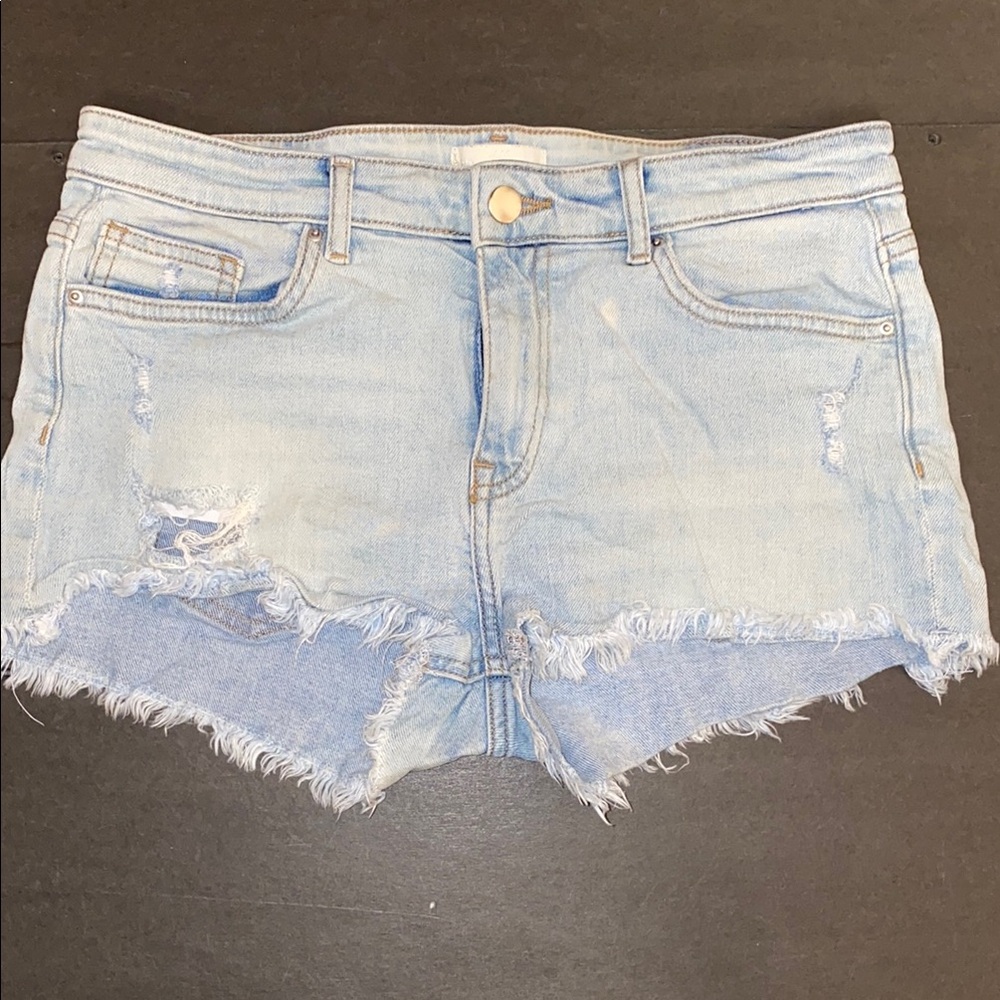 H&M Size 8 Washout Blue Jean Shorts High-Waisted Distressed